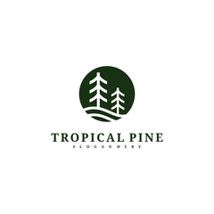 Obraz premium Pine Tree logo design vector template, Tropical forest logo concepts illustration.