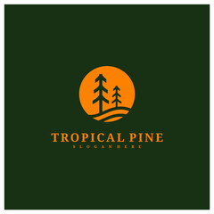 Naklejka premium Pine Tree logo design vector template, Tropical forest logo concepts illustration.