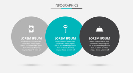 Set Lollipop, Soda can and Covered with tray of food. Business infographic template. Vector