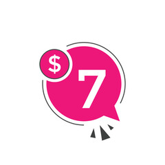 7 dollar price tag. 7$ dollar USD price symbol. price 7 Dollar sale banner in USD. Business or shopping promotion marketing concept

