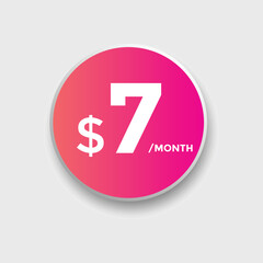7 dollar price tag. 7$ dollar USD price symbol. price 7 Dollar sale banner in USD. Business or shopping promotion marketing concept
