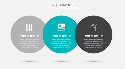 Set Agriculture wheat field farm, Garden fence wooden and Scythe. Business infographic template. Vector