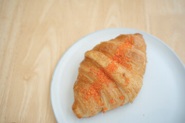 top view of salted egg croissant