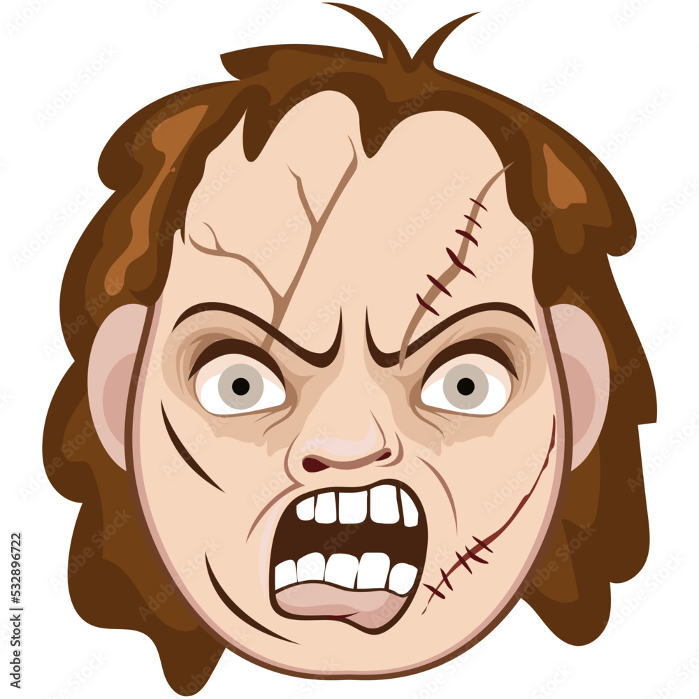 Sticker spooky face vector icon