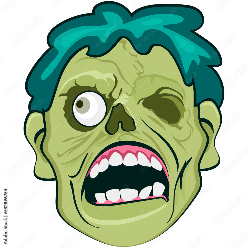 Sticker Zombie Vector Icon 