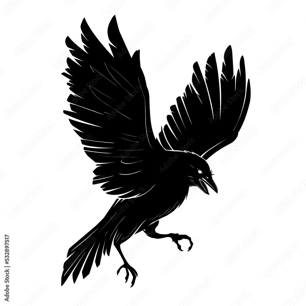 Wall mural black crow silhouette vector