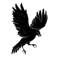 Black crow silhouette vector - obrazy, fototapety, plakaty