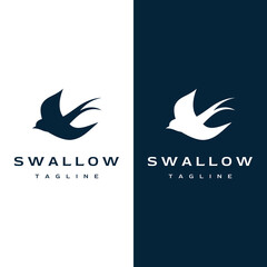 Simple logo template design silhouette of a martin martlet swallow flying hovering.