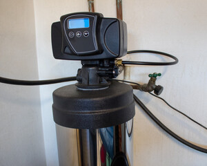 View of top part of water softener system