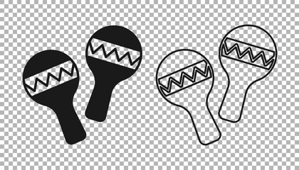 Black Maracas icon isolated on transparent background. Music maracas instrument mexico. Vector