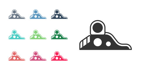 Black Slide playground icon isolated on white background. Childrens slide. Set icons colorful. Vector