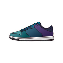teal purple sneaker shoe vector illustration isolated on white background
