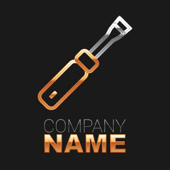 Line Screwdriver icon isolated on black background. Service tool symbol. Colorful outline concept. Vector