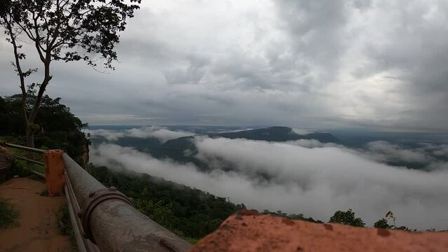 Timelapse of moving clouds at Pha Mor E Daeng, Sisaket, on September 19, 2022.