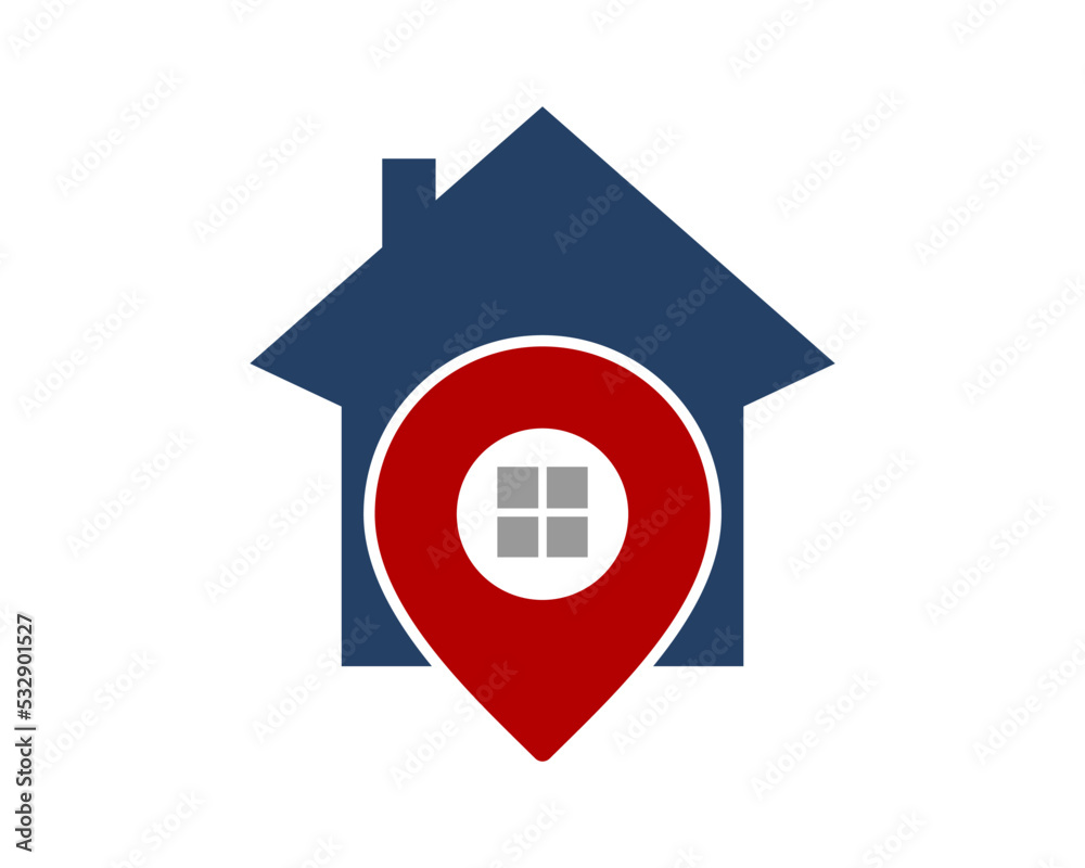 Sticker home shape with location pin inside