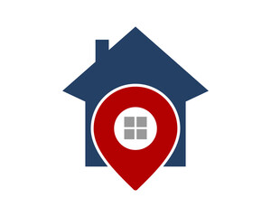 Home shape with location pin inside