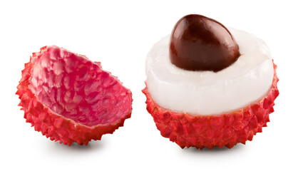 Fresh lychee isolated on white background. clipping path