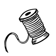 Sewing Thread Spool. Silhouette icon vector doodle