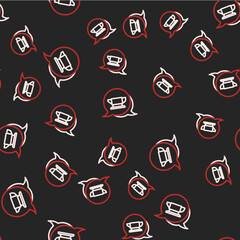 Line Blacksmith anvil tool icon isolated seamless pattern on black background. Metal forging. Forge tool. Vector