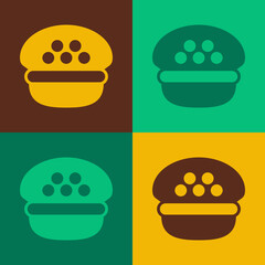 Pop art Taxi driver cap icon isolated on color background. Vector