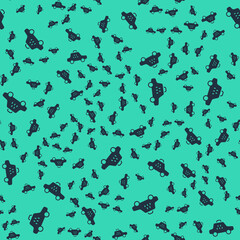 Black Taxi car icon isolated seamless pattern on green background. Vector