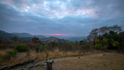 View of the mountains of the Lowveld in the heart of Mpumalanga at sunrise, South Africa.