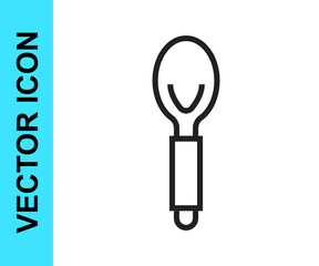 Black line Spoon icon isolated on white background. Cooking utensil. Cutlery sign. Vector