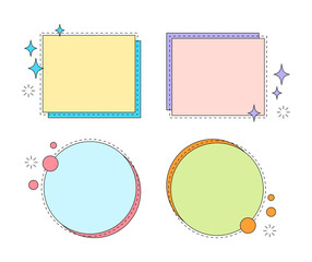 Set of colorful, abstract shaped border frame designs. There is a blank space to use as a memo.