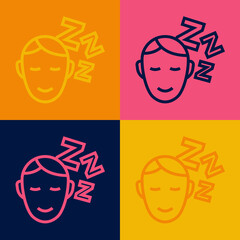 Pop art line Dreams icon isolated on color background. Sleep, rest, dream concept. Resting time and comfortable relaxation. Vector