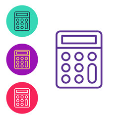 Set line Calculator icon isolated on white background. Accounting symbol. Business calculations mathematics education and finance. Set icons colorful. Vector