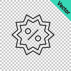 Black line Discount percent tag icon isolated on transparent background. Shopping tag sign. Special offer sign. Discount coupons symbol. Vector