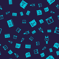 Set Buy button, Laptop with dollar, Document graph chart and Repair price on seamless pattern. Vector