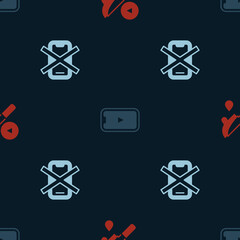 Set Thriller movie, Online play video and No cell phone on seamless pattern. Vector