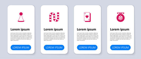 Set Game dice, Playing cards, Board game and Chip for board. Business infographic template. Vector