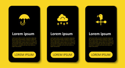 Fototapeta premium Set Rooster weather vane, Cloud with snow and Umbrella. Business infographic template. Vector