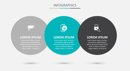 Set Mobile with closed padlock, Security camera and Lock. Business infographic template. Vector