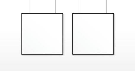 White Square Canvas Hanging Showcase Mockup Brand Identity Promotion Template