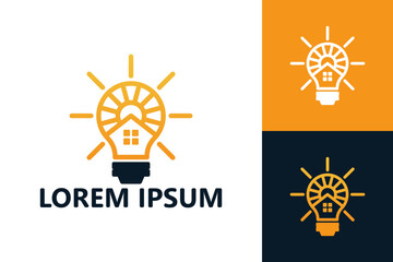 Idea bulb house logo template design vector