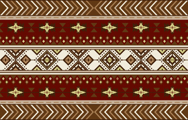 Geometric ethnic oriental pattern traditional Design for background, carpet, wallpaper, clothing, wrapping, Batik, fabric, Embroidery style Vector illustration.