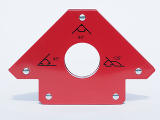 Magnetic corner for welding isolated on white background. Tool for welding and other metal works.