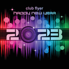 Disco club flyer with colorful elements. Ideal for poster and music background.