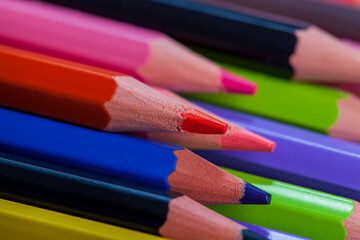 Sharpened colored group of bright pencils