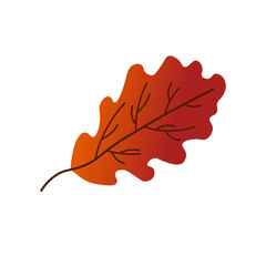 Oak autumn leaf. Vector illustration. For the design of prints, cards, flyers, clothing, packaging, brochures and covers.