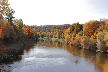 Fototapeta na wymiar Herbstlandschaft an der Enz