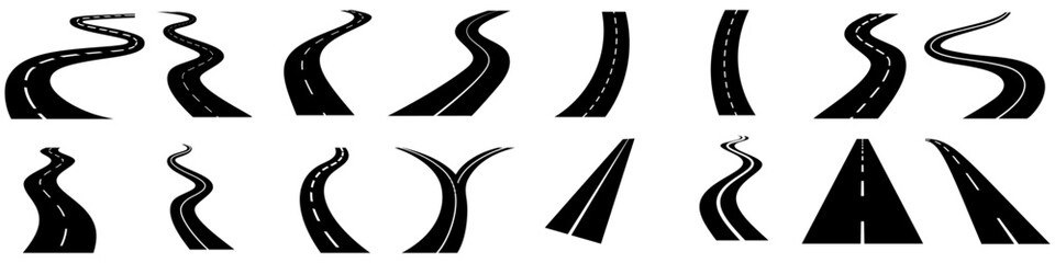 Road icon vector set. route illustration sign collection. trip symbol or logo. © Denys