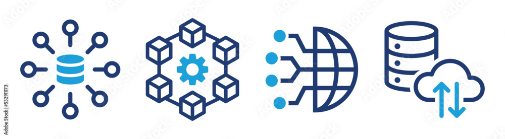 Fototapete Big data icon set. Containing data storage, computing, network and database icon isolated on white background.