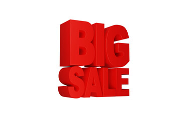Red text big sale. 3D renderd