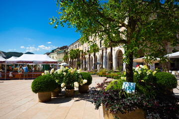 Old town of Saló on Lake Garda, beautiful old houses and streets