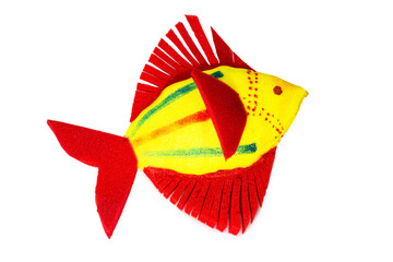 a foam made decorative fish. this handcrafted toy popular in bangali new year festival or boishakhi mela in Bangladesh. traditional and heritage of Bengali couture.