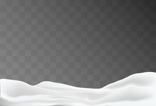 	
Snowdrift snow mound wavy surface closeup realistic image against dark transparent background vector illustration
